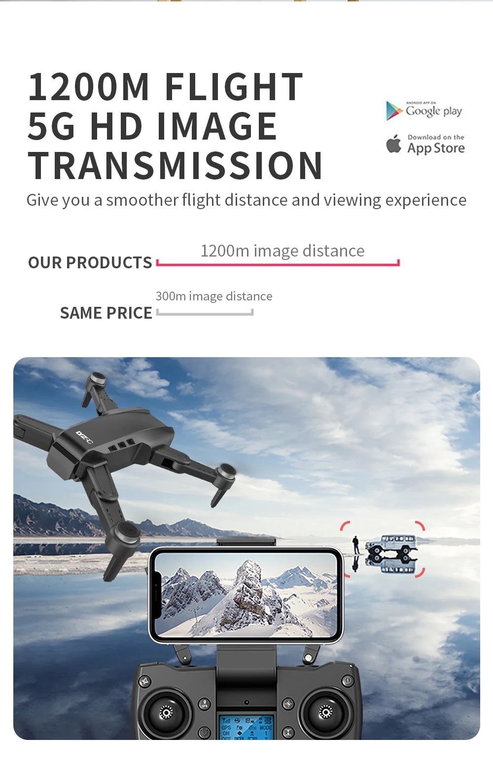 L900 Pro SE MAX Drone, 1200M FLIGHT Google play 56 HD IMAGE Download on thc App Store