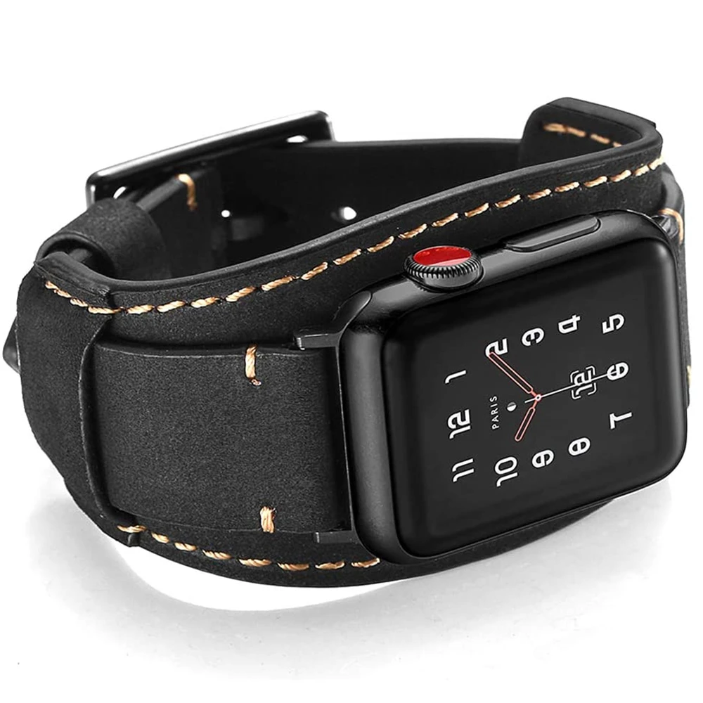 Bracelet en cuir véritable pour Apple Watch, pour Apple Watch 7 6 5 4 3