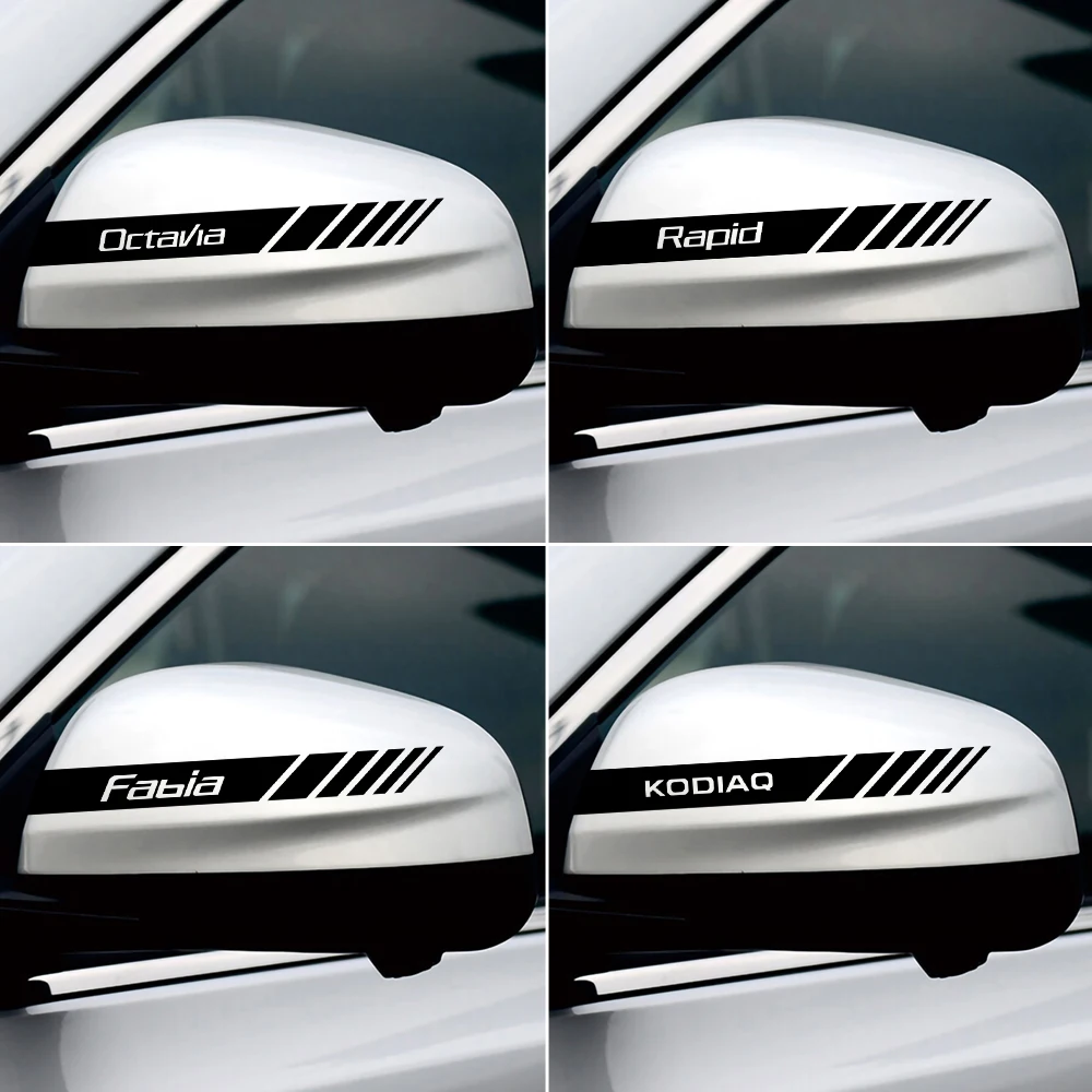 2PCS Car Rearview Mirror Decoration Sticker Body Decal For Skoda Octavia Rapid Fabia