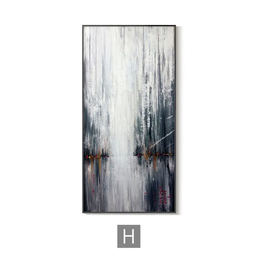 Handmade Gold Silver Fantasy City Oil Painting On Canvas Large Size Modern Abstract Vertical Art Picture For Home Wall Decor painting with calligraphy