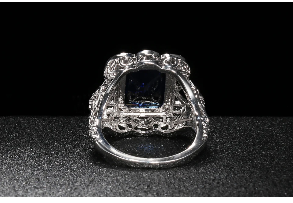 Bague Ringen Дворцовое кольцо с полым узором для женщин, геометрическое сапфировое серебро 925, ювелирное изделие 9*12 мм, драгоценный камень, элегантный темперамент, подарок