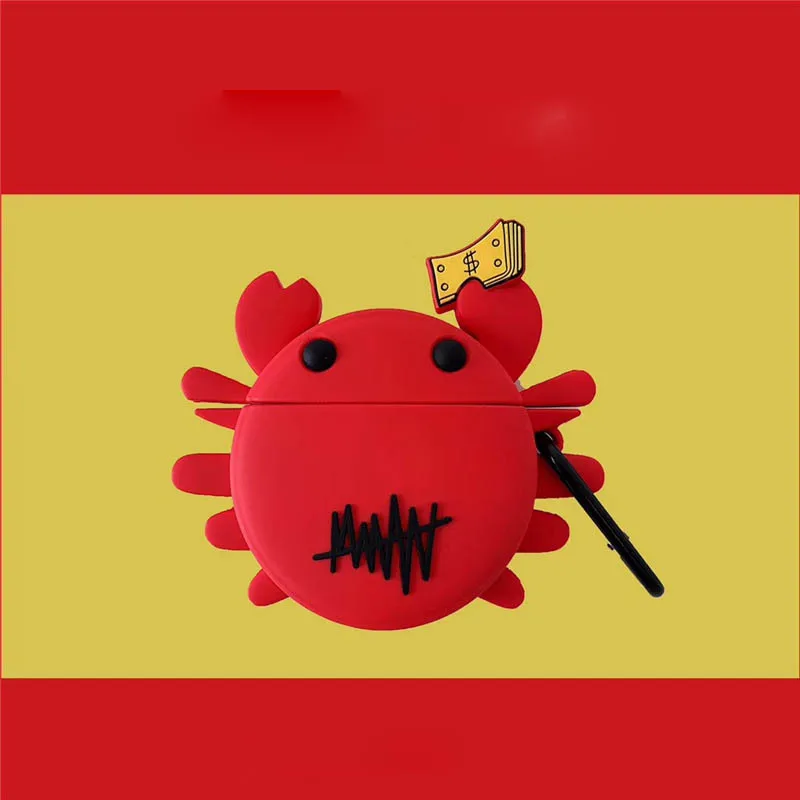 

For AirPod 2 Case 3D Red Crab Dollar Cartoon Soft Silicone Wireless Earphone Cases For Apple Airpods Case Cute Cover Funda