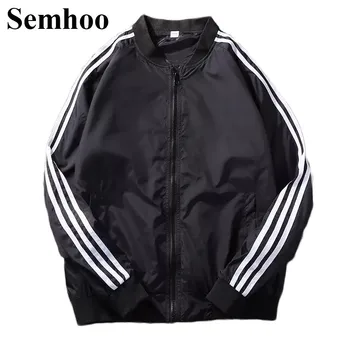 

Autumn Mens Jackets And Coats Casual Fashion Stand Collar Solid Color Jacket Men Plus Size Loose Hip Hop Trend Wild Striped Coat