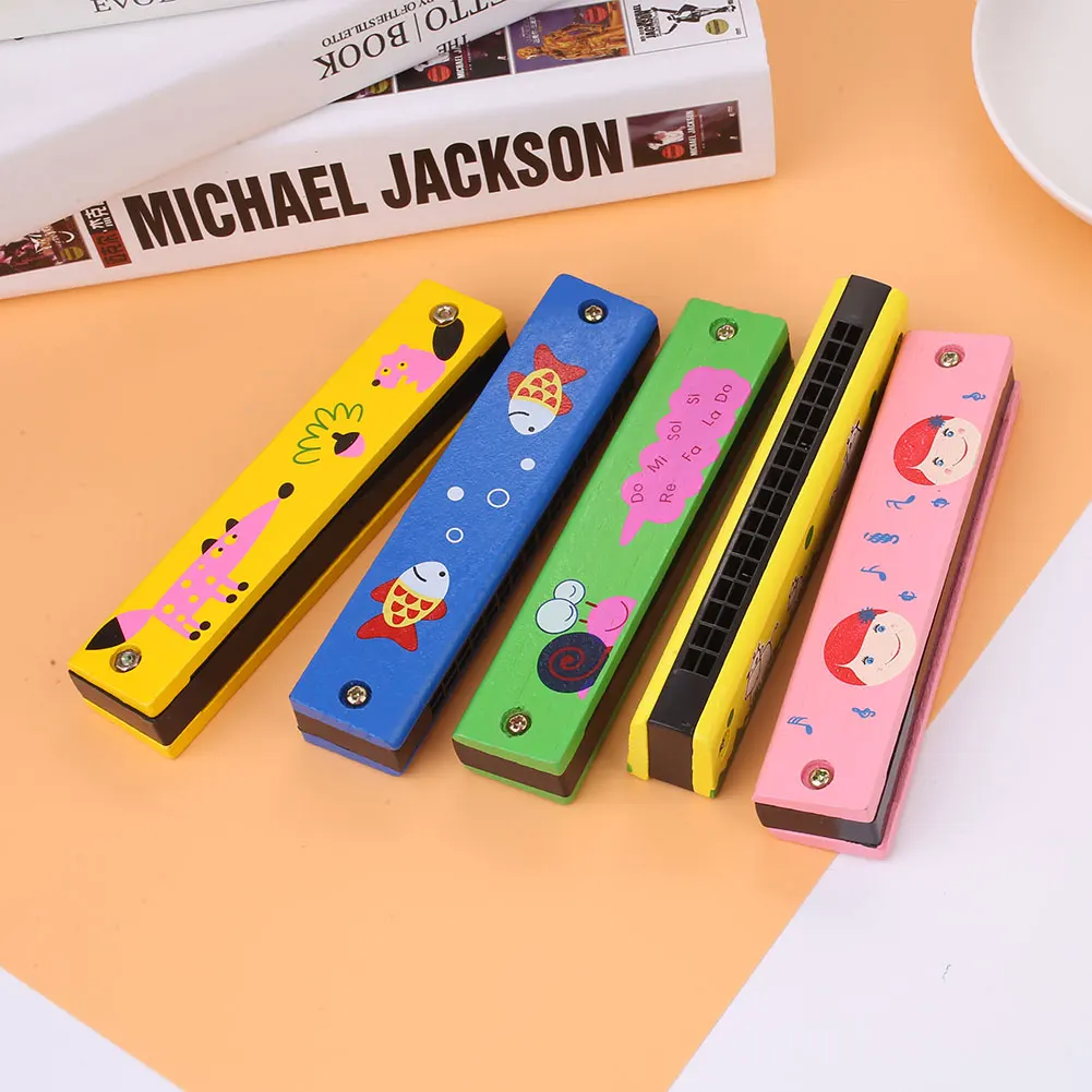 

Wooden Painting Harmonica Kids Enlightenment Learining Musical Instrument Random