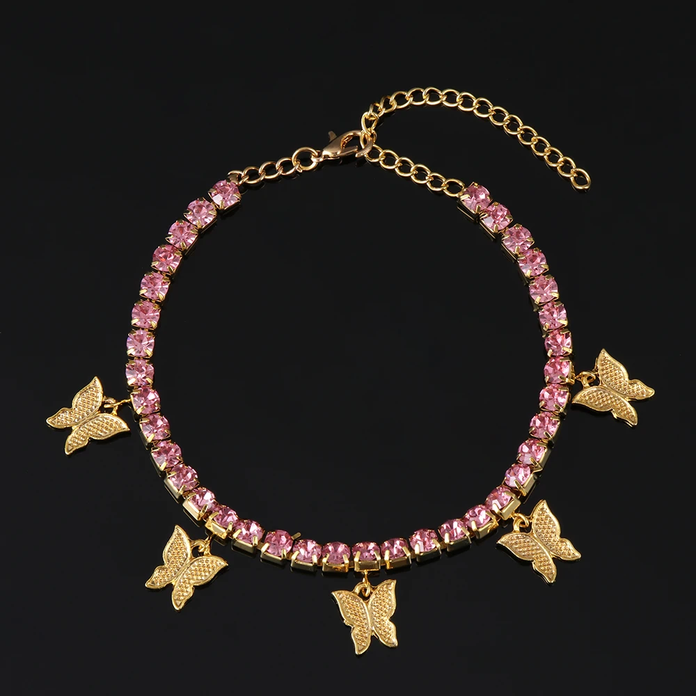 New Cuban Link Gelang Kupu Kupu Emas Kristal Berlian Imitasi Pesona Gelang Rantai Tangan Untuk Wanita Perhiasan Pesta Perhiasan Rantai Link Gelang Aliexpress