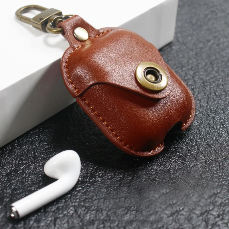 Роскошный чехол из натуральной кожи для Apple Airpods 2 ремешка на кнопках дизайн бизнес строчка кожа для Airpods 1 дропшиппинг