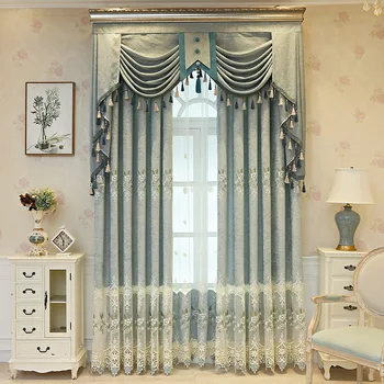 

Curtain Fabric Modern Minimalist Chenille Embroidery Custom Finished Bedroom Balcony Light-Shielding