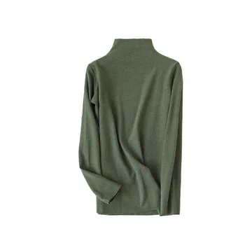 

Autumn Winter Double-Sided High Collar Solid Color Shirt Warm Long-Sleeved Bottom Tops Women Home Keep Warm Wear All Match Tops