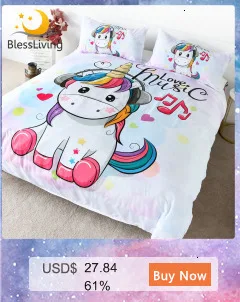 Blesslive милое постельное белье с изображением единорога Набор радужных волос пододеяльник Любовь Музыка Дети мультфильм покрывало красочные сердца звезды постельное белье