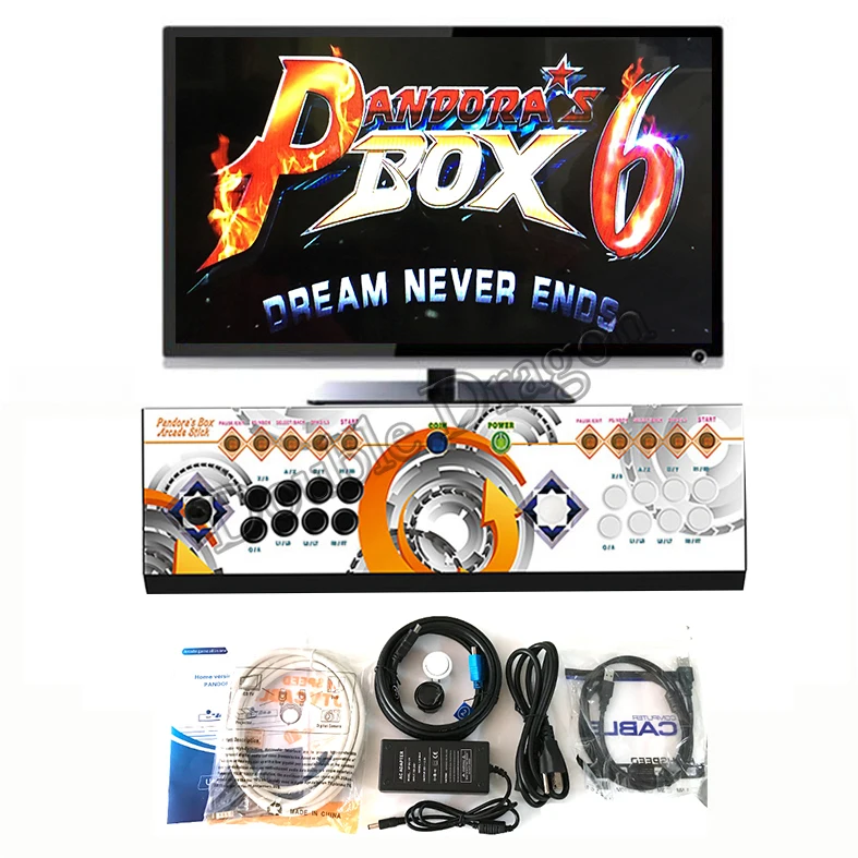 US $219.00 Pandora Box 6 1300 in 1 8 Button Family 2 players Joystick Arcade Console Support FBA MAME PS1 Game Can Add up to 3000 Games