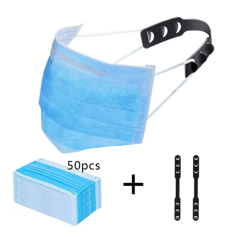 

50pcs Disposable Three-layer Mask Dust-proof And Breathable Anti Pm.2.5 Mask With Strap Adjustable