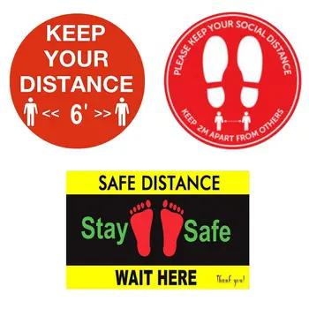 

5Pcs/Set Anti-slip Self Adhesive Social Distancing Floor Decals Ground Health Safety Sign Waterproof Sticker