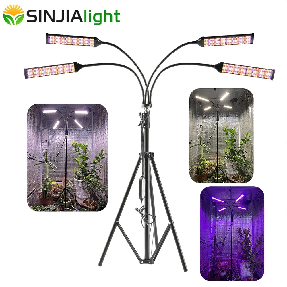 4head LED Plant Grow Light Flower Indoor Greenhouse Hydroponic phytolamp w/Timer 