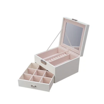 

Double Jewelry Box Portable Ear Studs Storage Box Lipstick Watch High-End Jewelry Box
