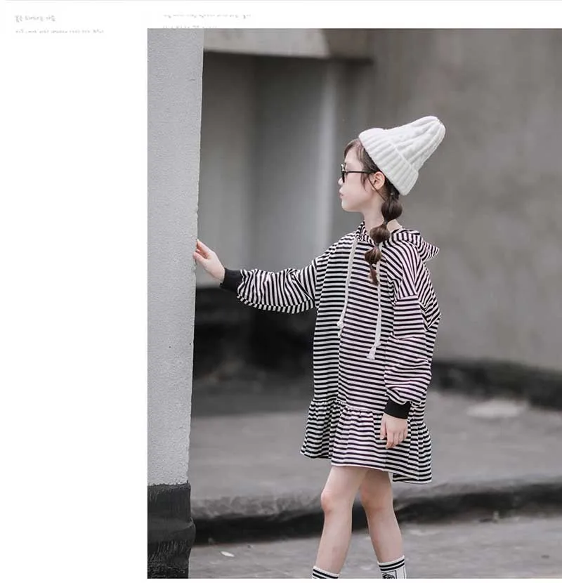 Mother And Daughter Clothing Girl Dress Autumn 2019 School Kids Sweatshirt Dress Striped Children Dresses Cotton Toddler Hoodies (6)