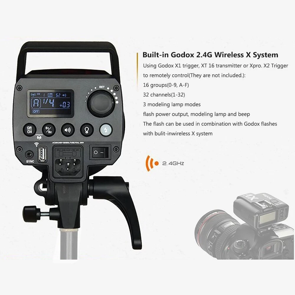 Godox MS200 200Ws GN53 5600K 2 4G Беспроводная система X с 150 Вт моделирующая лампа Bowens Mount Studio Flash