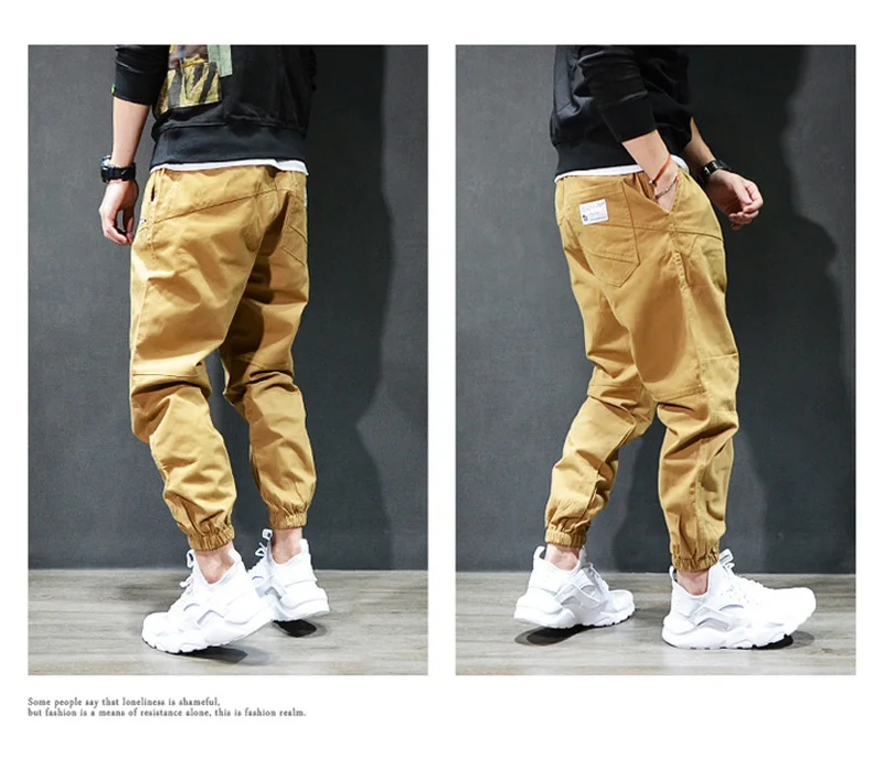 Модные уличные мужские джинсы повседневные для отдыха Jogger брюки, расцветка черная и хаки винтажные классические брюки карго мужские хип хоп джинсы Homme