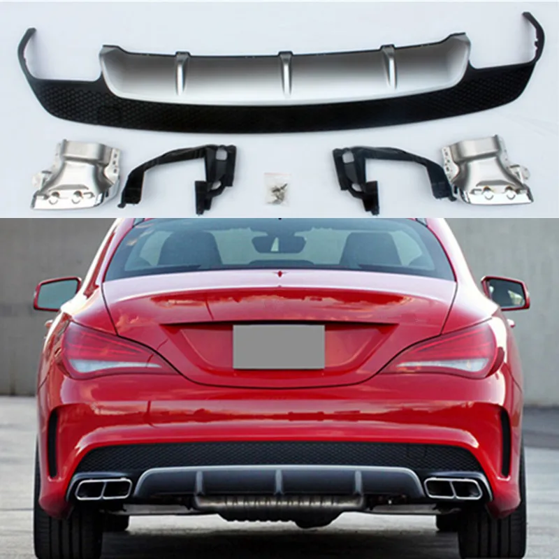 Для Mercedes Benz CLA W117 CLA180 CLA200 CLA250 CLA45 углеродное волокно красная линия задний диффузор CLA45 AMG посылка 2013 - Цвет: W117RedLineDiffuser