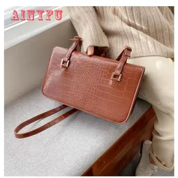 

Brand Stone Pattern Pu Leather Crossbody Bags For Women 2019 New Shoulder Messenger Bag With Metal Handle Lady Travel Totes B688
