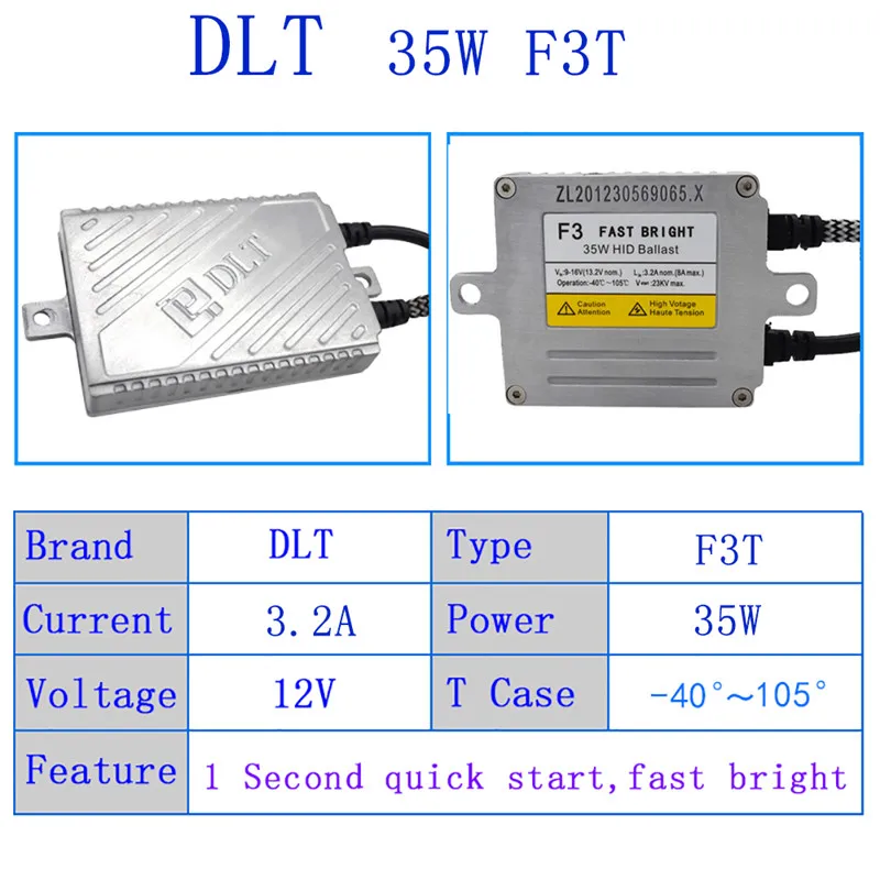HIDLT Premium 35W Xenon HID Headlight Kit DLT F3 Fast Start Slim Ballast Xenon H1 H7 H11 D2H 4500K 6500K 5500K HeartRay HID Bulb (1)