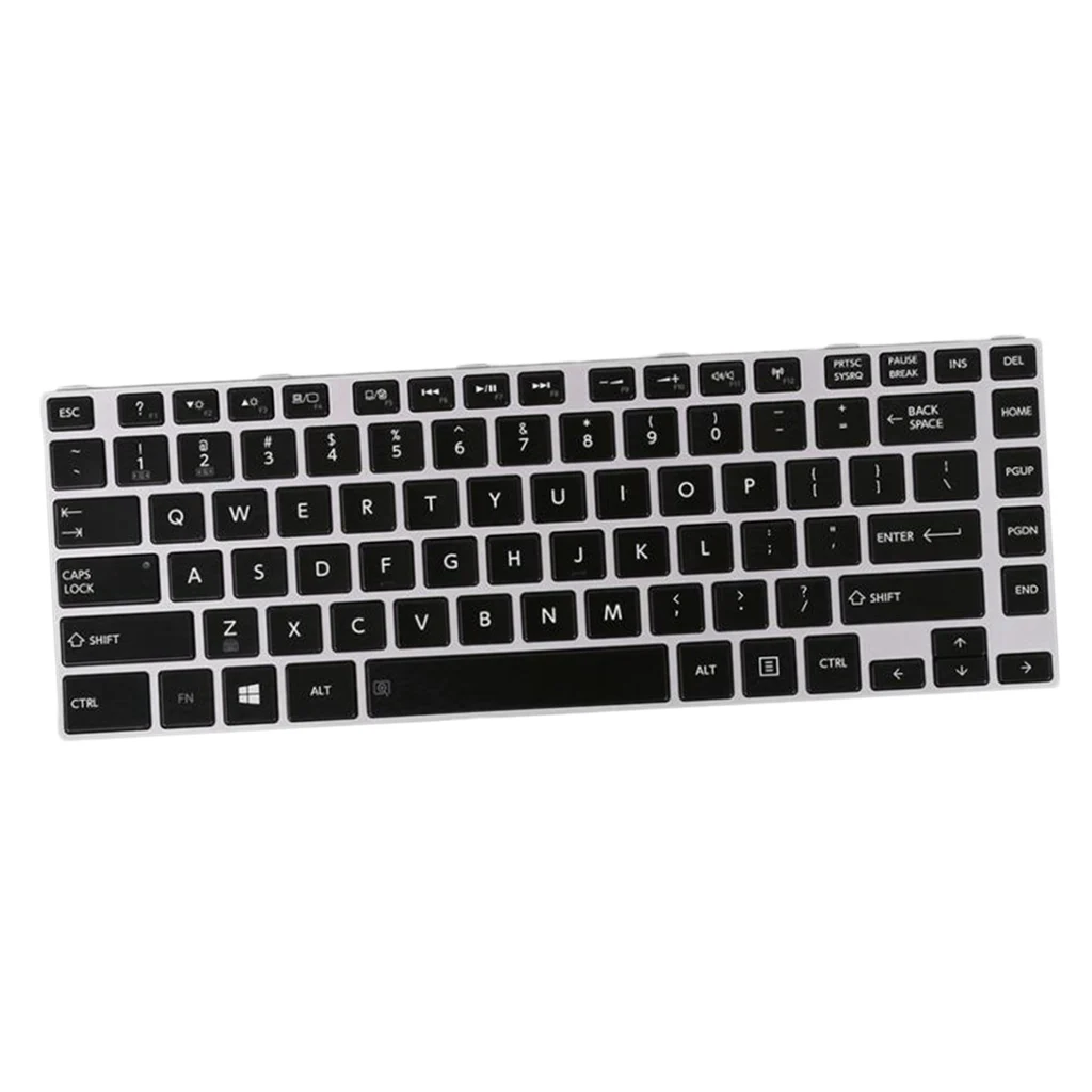 Us English Layout Di Tastiera Del Computer Portatile Con Silver Frame Con Retroilluminazione Di Ricambio Per Toshiba Satellite E40-A, E45-A, E40T-A, E
