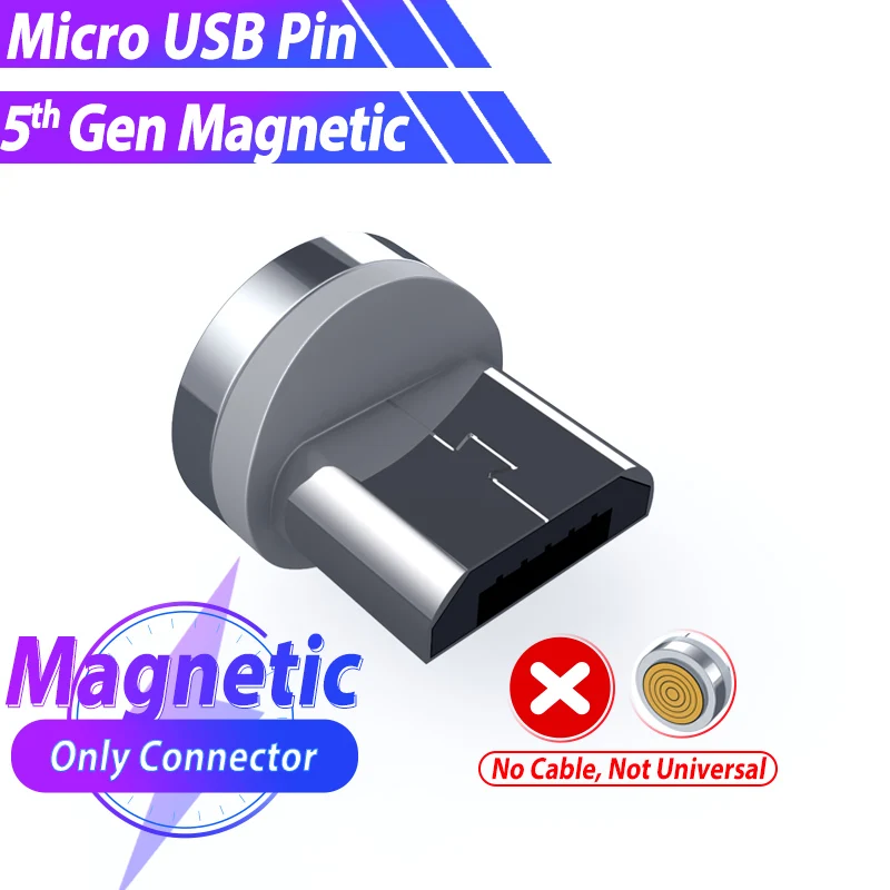 5А Магнитный Usb кабель для зарядки, кабель Micro Usb type C для быстрой зарядки samsung A50 A40 Google Pixel 4 3 XL One Plus 7t 7 Pro - Цвет: Only Micro USB Plug