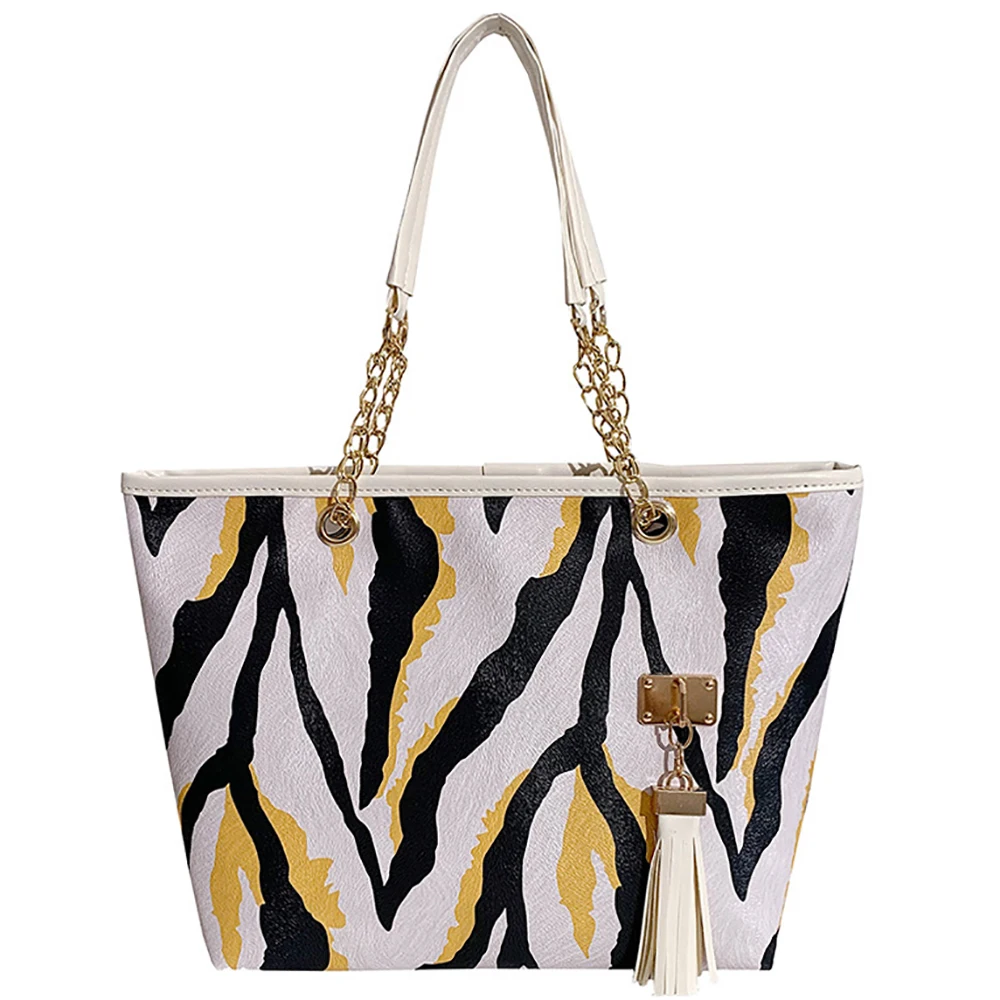 Women Leopard Tote Bags Luxury Designer Tassel Handbags For Female Ladies Large Capacity Shoulder Bag 2021 High Quality Package