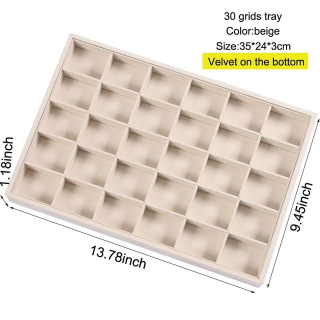 2020 Suede Nap Fabric Velvet Back Jewelry Box Ring Necklace Pendant Bracelet Earring Organizer Tray Stuff Jewellery Storage Box 30GridsCases