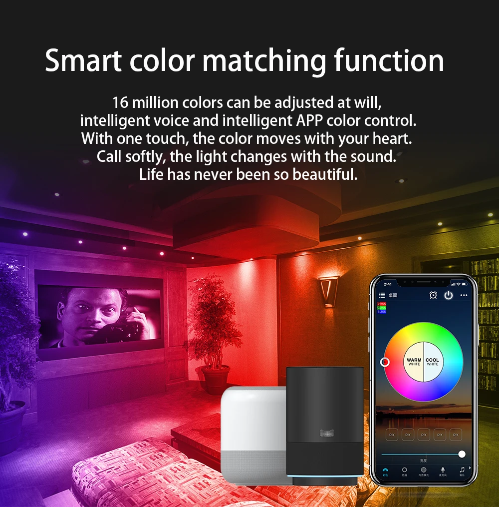 Smart LED Downlight Dimming Round Spot Light RGB Color Changing 2700K-6500K Warm Cool light Work with Alexa Google Home