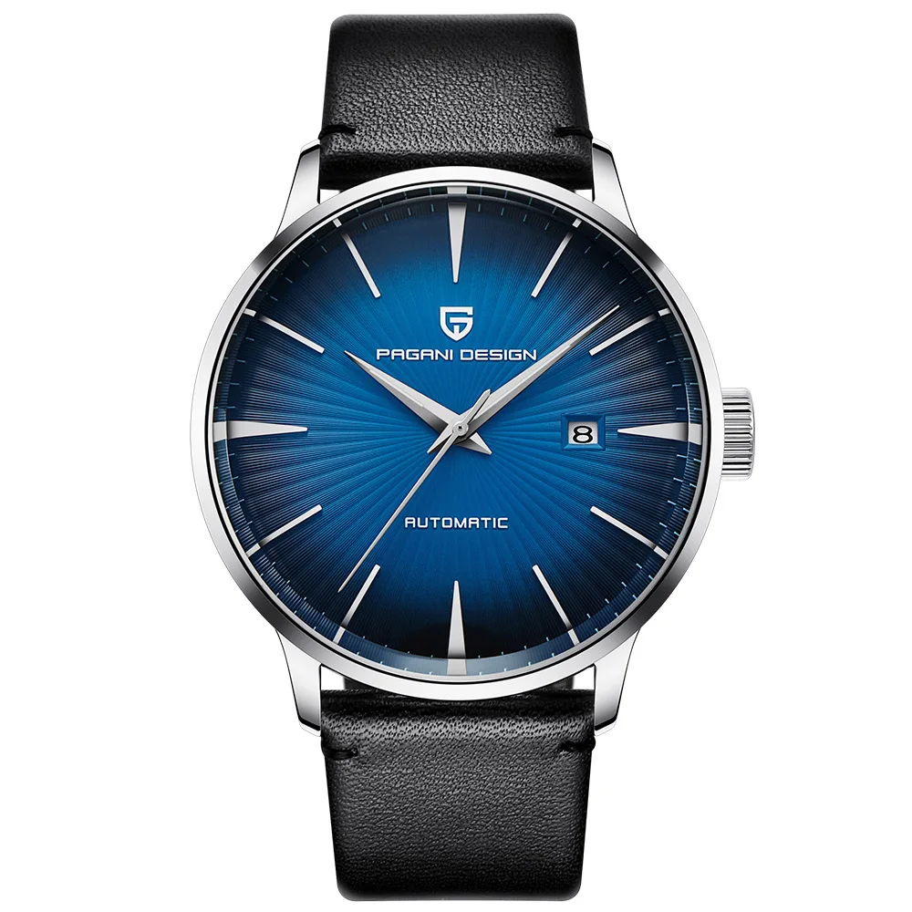 PAGANI DESIGN Luxury Brand Men Watch Automatic Mechanical Men Watches Waterproof Stainless Steel Watch For Men Relogio Masculino - Цвет: leather blue