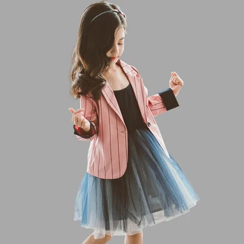 

Girls Clothing Sets Long Outerwear Dress 2pcs Suit For Girls 2020 New Girls Clothes Set For Kids 6 8 10 12 14 Year