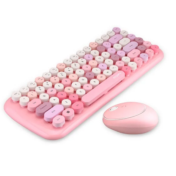 Ноутбук офисный 3 в 1 Мини 2,4G Беспроводная клавиатура, мышь и номер Pad круглый панк мини беспроводная клавиатура и мышь набор - Цвет: Pink Keyboard Mouse