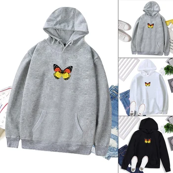 

Hoodies Women Butterfly Printed Warm Pullover 2020 Winter Coat Harajuku Sweatshirt Womens New High Quality Pocket Pullovers Top