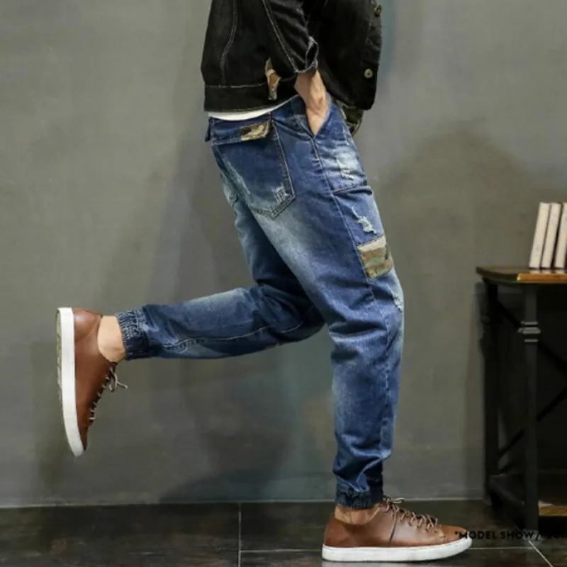 

New Baggy Jeans Men Plus Size Taper Jeans Hole Ripped Casual Pants Hip Hop Legging Pants Pencil Jeans Plus Size S-4XL