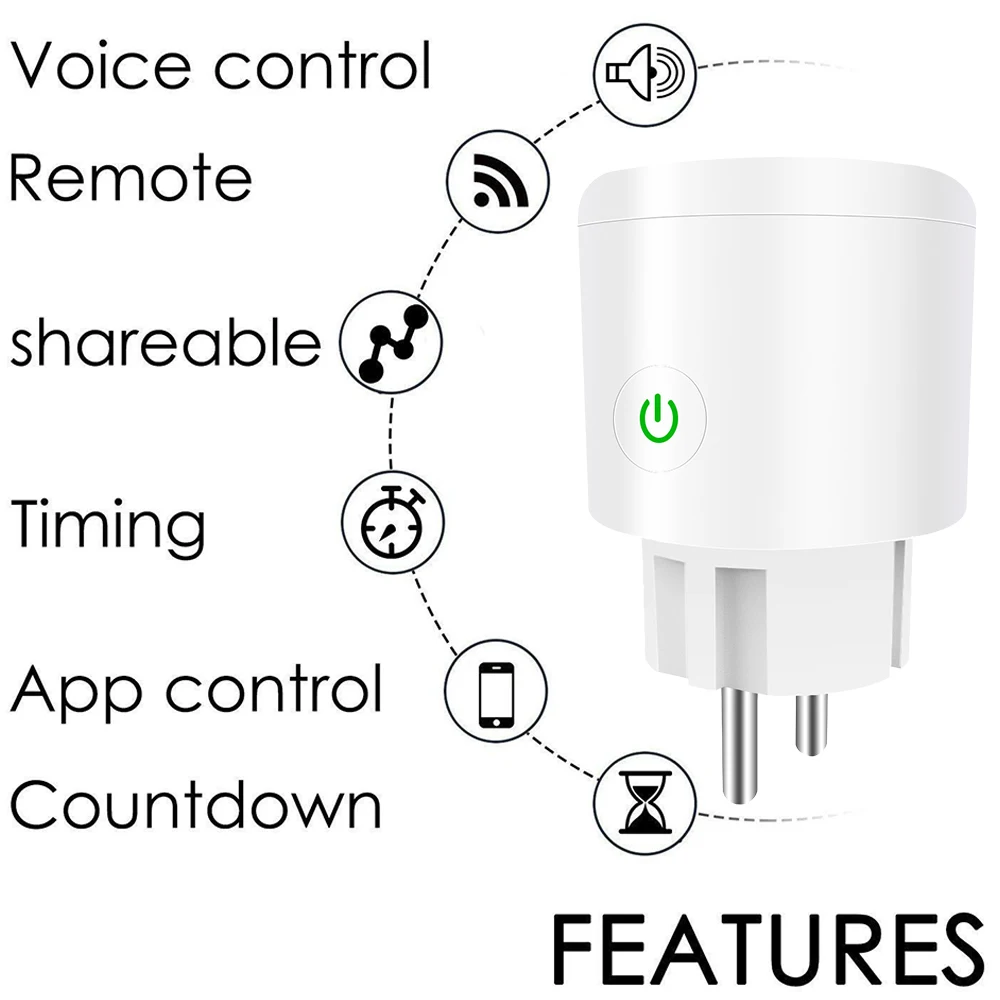 Smart Plug 10A/16A Wifi умная розетка Tuya Smart Life приложение ЕС Wifi вилка работает с Alexa Google Home Mini iftt для Android IOS