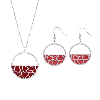 

Legenstar Interchangeable Cuff Stainless Steel Necklace Earring Suit for Women Peach Heart Reversible Leather Jewelry 2019