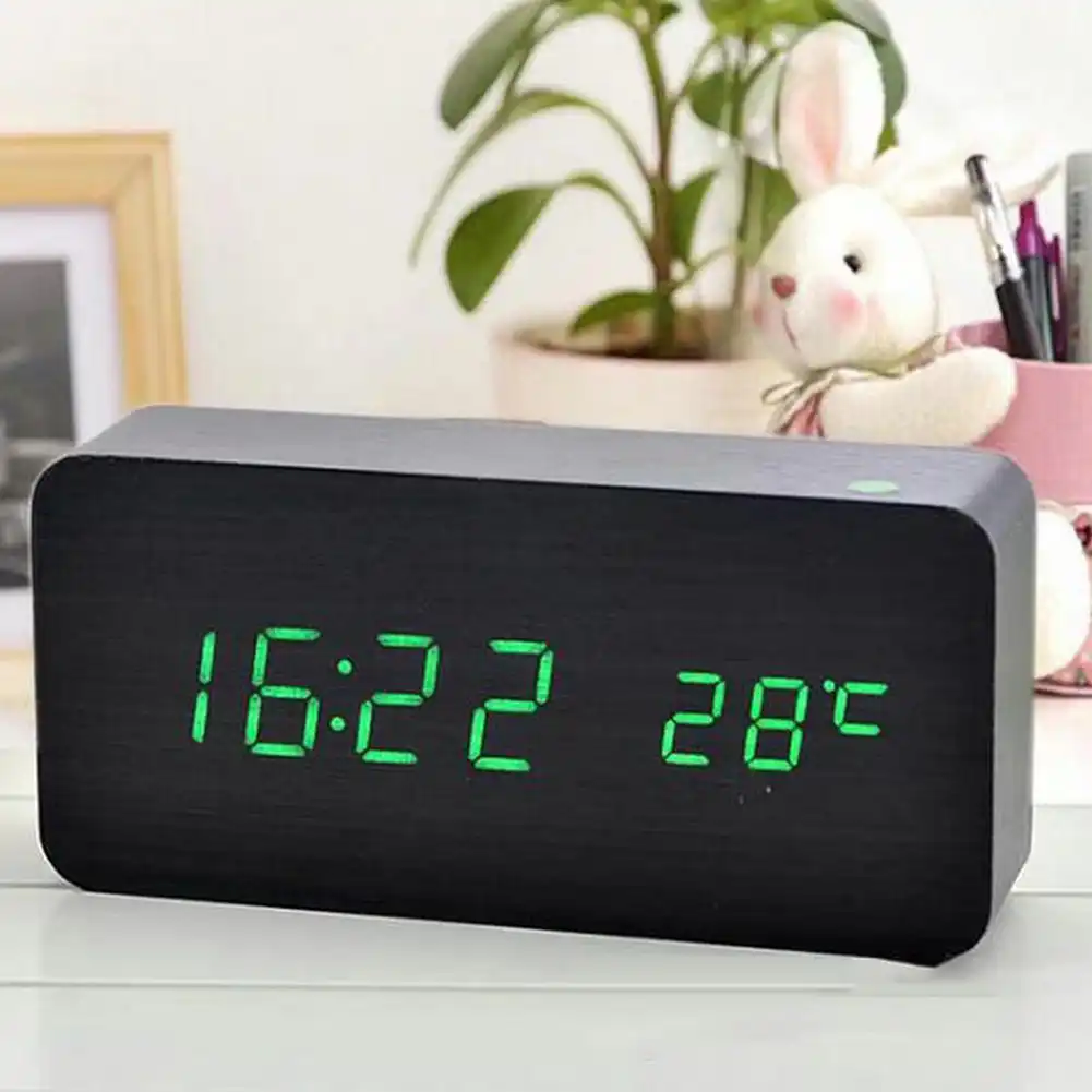 Led Wooden Alarm Clock Digital Wood Desktop Usb a Powered Alarm Clock Clocks Usb Wake Up Fm Radio Time Alarm Clocks Aliexpress