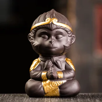 

New Hot Tibetan /Tibet /Nepal zisha yixing tea play Sun WuKong Monkey King statues Fengshui Decoration Toy tea pet figures