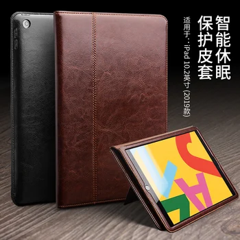 

Original Qialino Brand Cowhide Business Flip Cover For 10.2'' iPad 2019 Genuine Leather Smart Intelligent Sleep Case Hand Holder