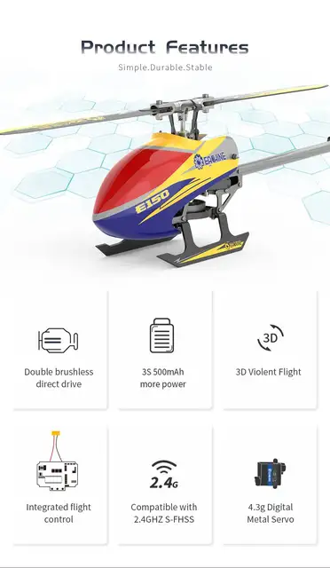 Eachine E150 RC Helicopter 2.4G 6CH 6-Axis Gyro 3D6G Dual 