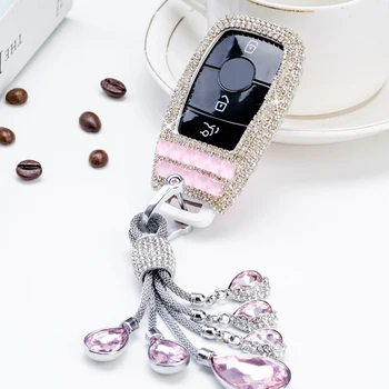 

Diamond Crystal Car Key Cover Case For Mercedes Benz E Class E300 W202 W210 W213 2017 2018 Protector Shell Keychain Accessories