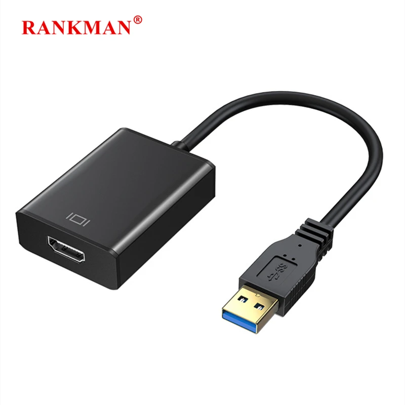 

Rankman USB 3.0 to HDMI Cable USB HDMI AV External Card Adapter 1080P for Windows Vista/7/8/10 TV Projector PC Laptops Monitor