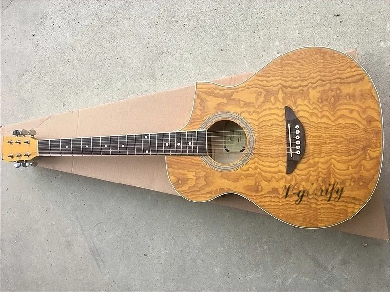 Ashwood top акустическая-электрическая гитара 40 дюймов острый угол желтый цвет народная гитара 6 струн акустическая гитара с эквалайзером тюнер