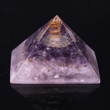 

Natural Amethyst Orgonite Pyramid Energy Converter Orgone Aura Chakra Resin Decorative Craft Decoration Bring Good Luck Gift