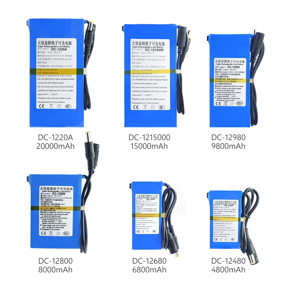 Высокая емкость 4800-20000mAh перезаряжаемый портативный литий-ионный аккумулятор с переключателем вкл/выкл DC 12V для камеры DVD tv СВЕТОДИОДНЫЙ фонарь