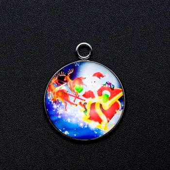 

5pcs/lot Merry Christmas Santa Cabochon Jewelry Pendant DIY Charms Wholesale OEM Order Accepted Pendants for Necklaces Making