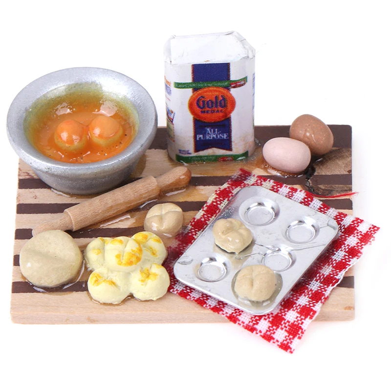 1 Набор 1/12 кукольный домик миниатюрная красочная Кухня Еда яйца молочный хлеб на