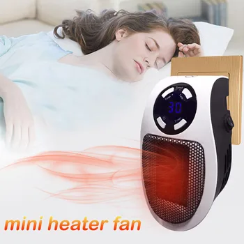 

500W Mini Portable Plug-in Electric Heater Fan Heating Machine with Remote Control for Home Office Hotel Bedroom Living Room