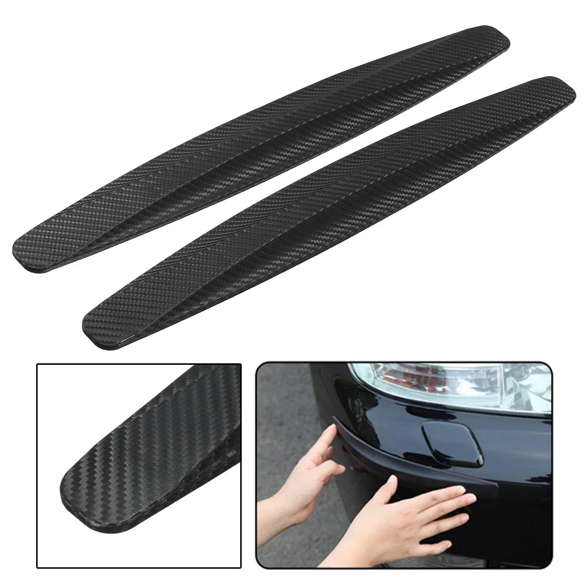 1Pair Carbon Fiber Car Front Bumper Protector Body Corner Guard Anti