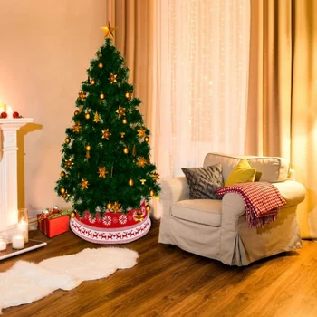 

Christmas Tree Skirt Festive Party Supplies Home Decoration Base Diameter 30-Inch Tree Collar Xmas Red And Black Plaid Ornaments
